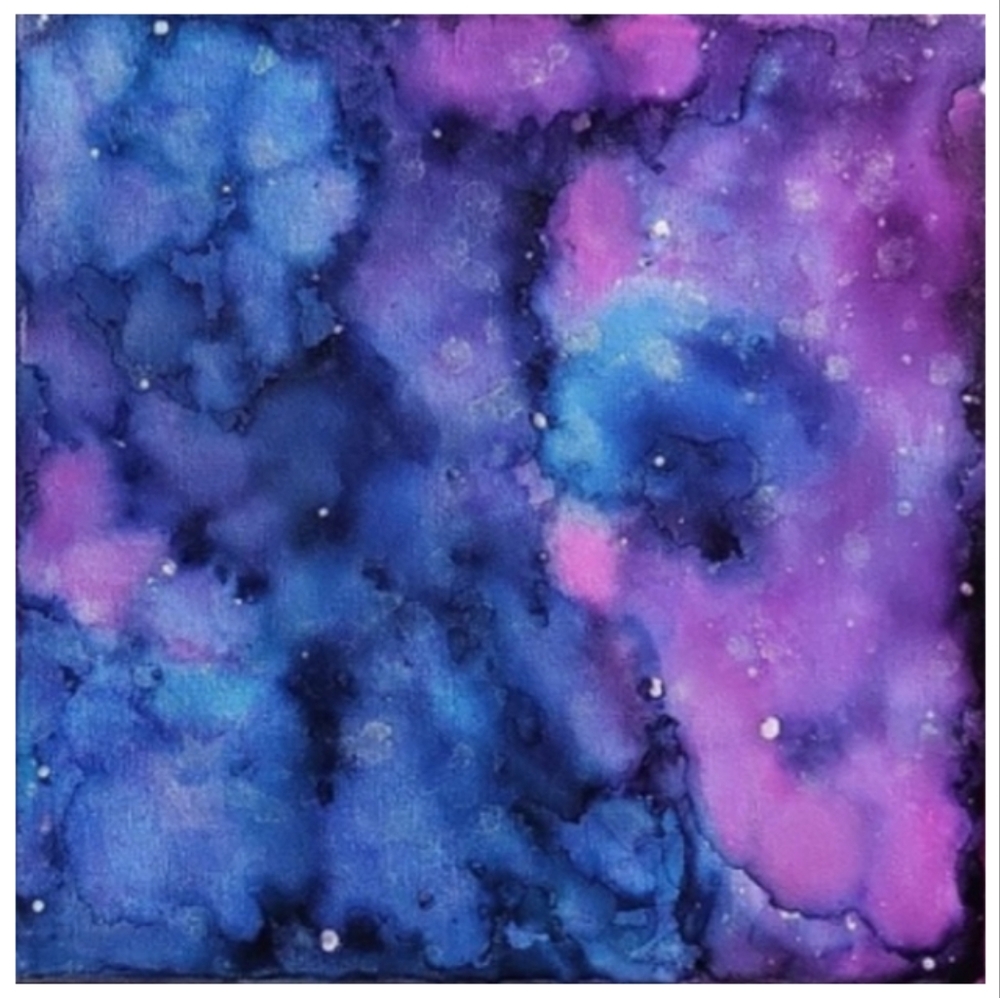Hand Crafted Blue and Purple Abstract Design 12x12 Inches Canvas Picture - Picture 4 of 4